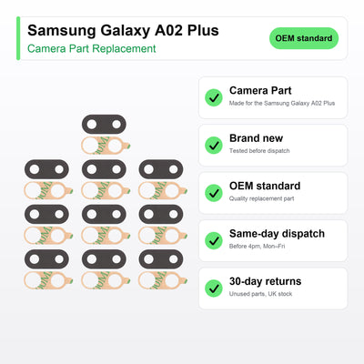 Samsung Galaxy A02 Plus camera lens key facts: brand new, tested, same-day UK dispatch