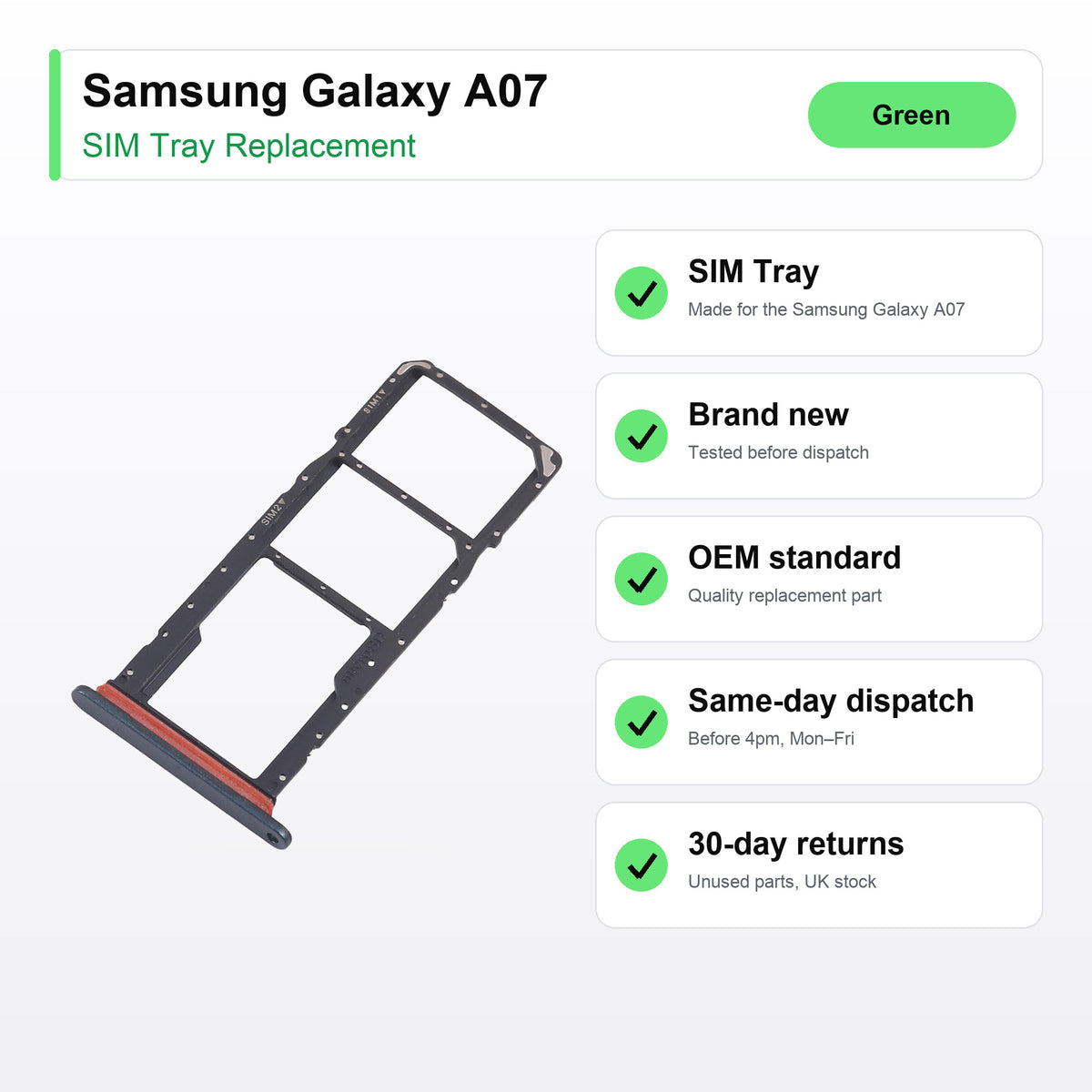 Samsung Galaxy A07 SIM tray key facts: brand new, tested, same-day UK dispatch