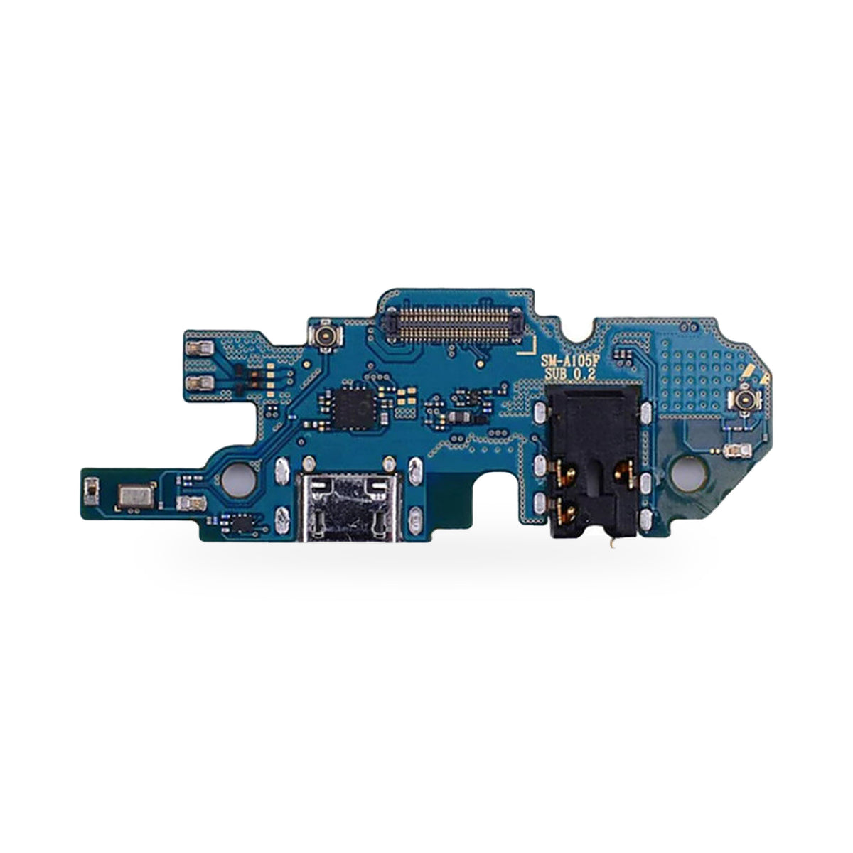 SAMSUNG GALAXY A10 HEADPHONE JACK Charging Port and Headphone Jack Flex Replacement - new OEM standard charging port on white