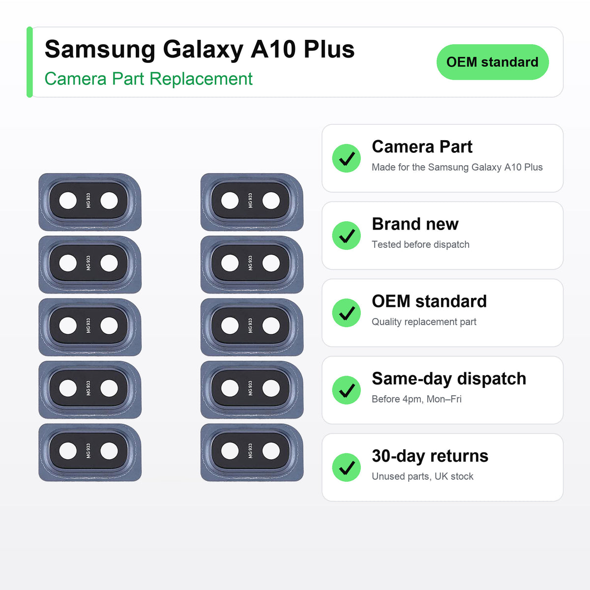 Samsung Galaxy A10 Plus camera lens key facts: brand new, tested, same-day UK dispatch