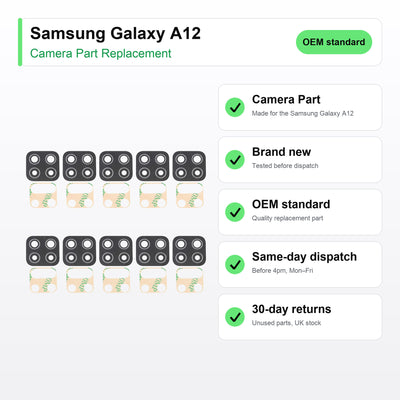 Samsung Galaxy A12 camera lens key facts: brand new, tested, same-day UK dispatch