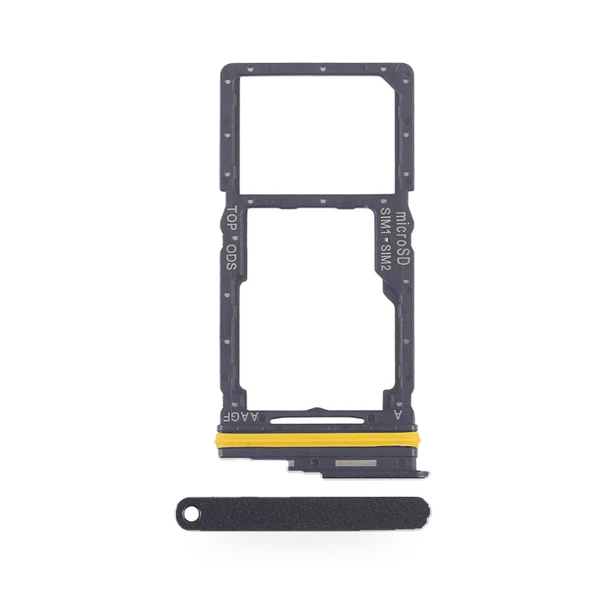 Samsung Galaxy A17 SIM Card Tray Holder Replacement (BLACK) - new OEM standard SIM tray on white background