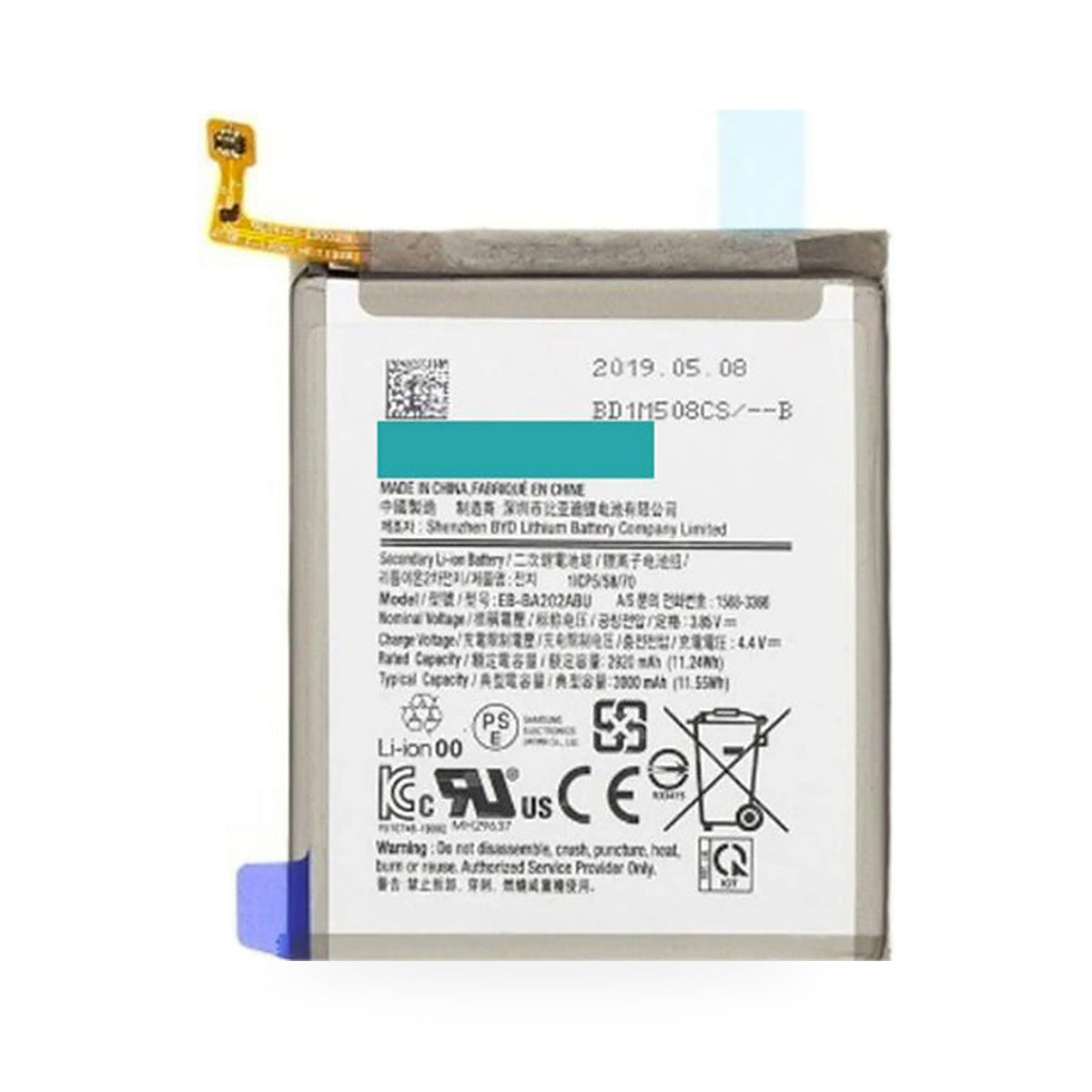 Samsung Galaxy A20e Battery Replacement 3000 mAh - new OEM standard battery on white background