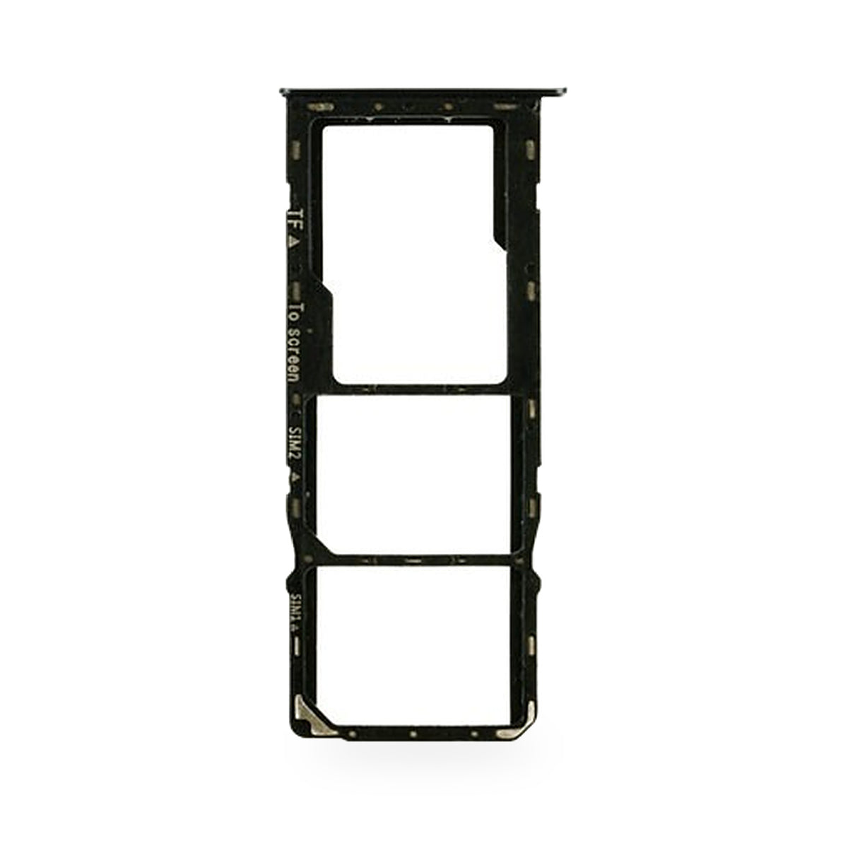 Samsung Galaxy A21S SIM Card Tray Holder Replacement (BLACK) - new OEM standard SIM tray on white background