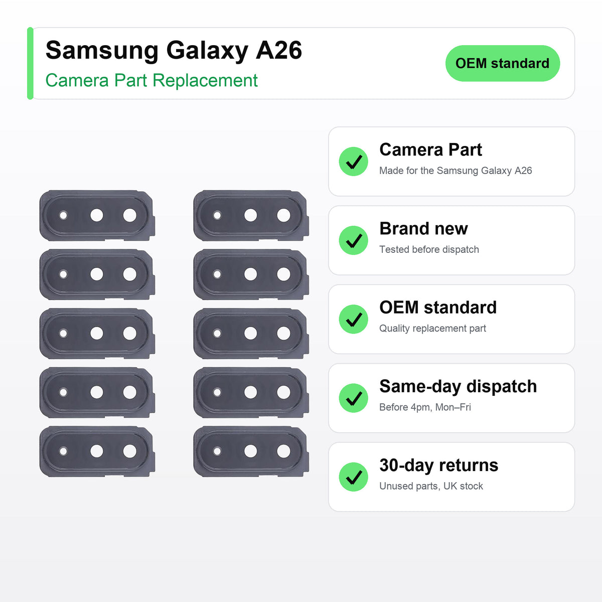 Samsung Galaxy A26 camera lens key facts: brand new, tested, same-day UK dispatch