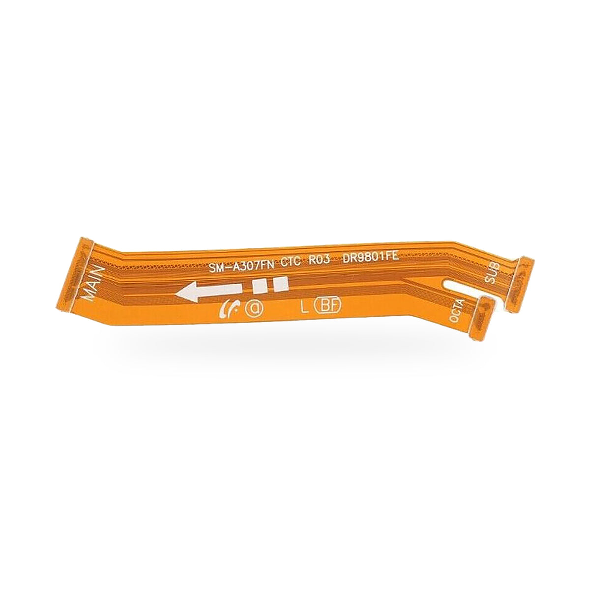 Samsung Galaxy A30S Main Mother Board LCD Flex Cable Replacement - new OEM standard flex cable on white background