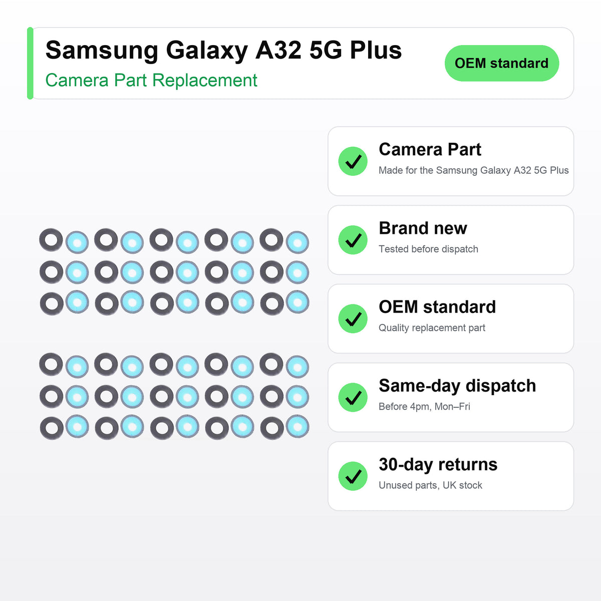 Samsung Galaxy A32 5G Plus camera lens key facts: brand new, tested, same-day UK dispatch