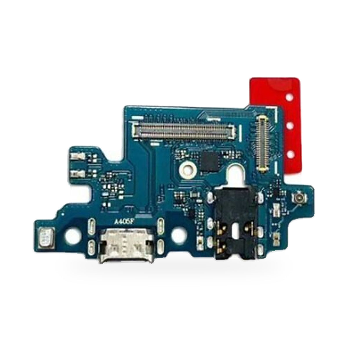 Samsung Galaxy A40 Headphone Charging Port and Headphone Jack Flex Replacement - new OEM standard charging port on white back
