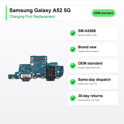 Samsung Galaxy A52 5G charging port key facts: brand new, tested, same-day UK dispatch