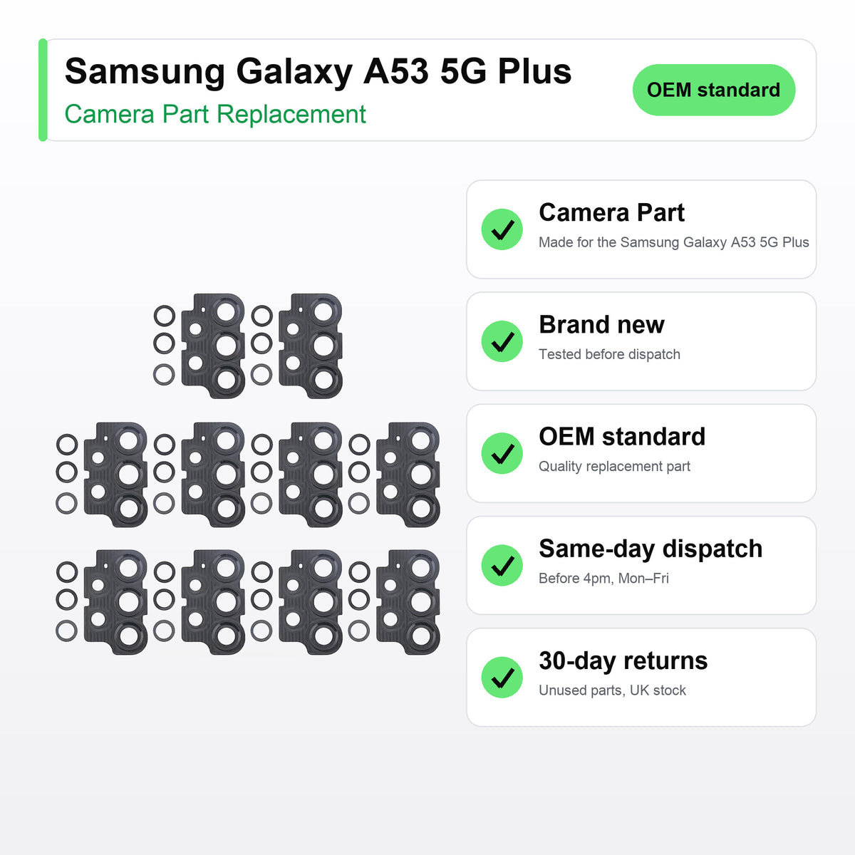 Samsung Galaxy A53 5G Plus camera lens key facts: brand new, tested, same-day UK dispatch