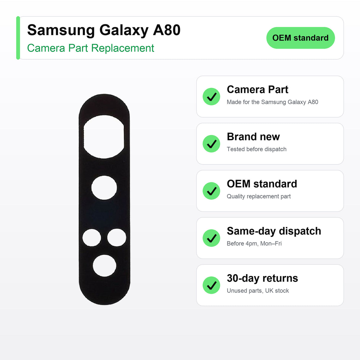 Samsung Galaxy A80 camera lens key facts: brand new, tested, same-day UK dispatch