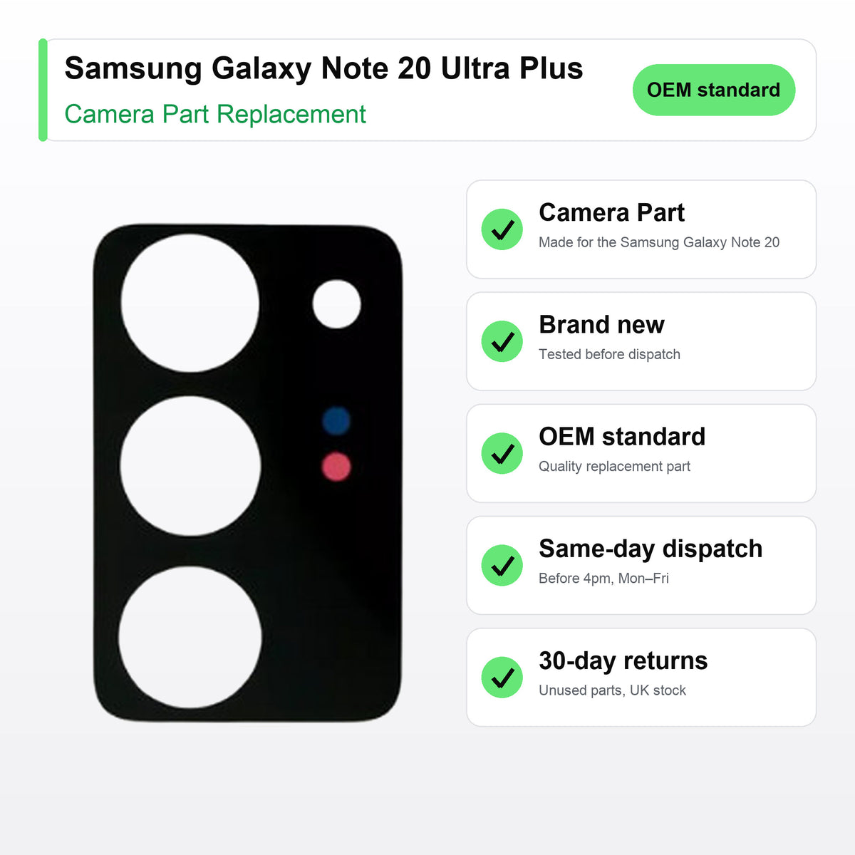 Samsung Galaxy Note 20 Ultra Plus camera lens key facts: brand new, tested, same-day UK dispatch