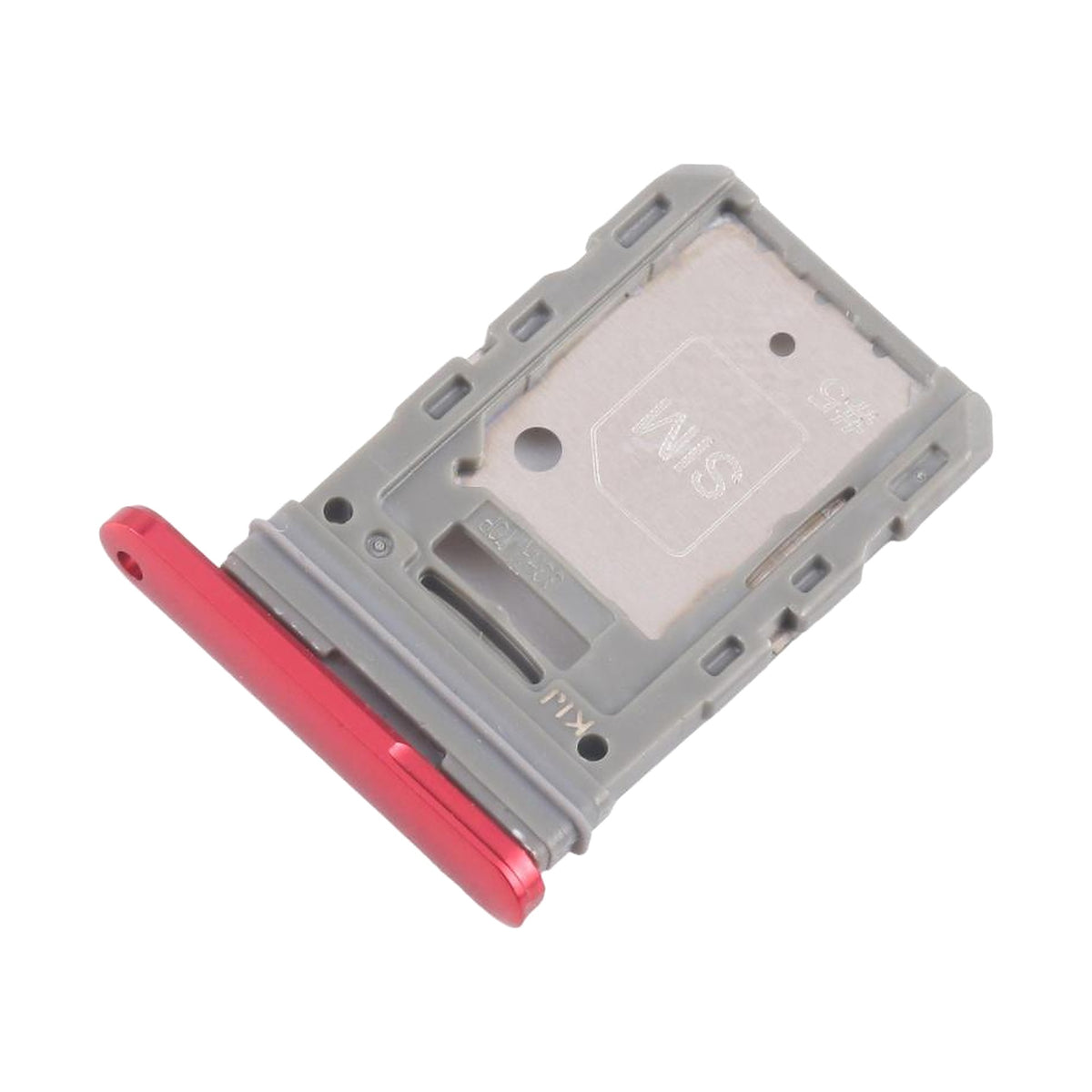 Samsung Galaxy S20 FE SIM card tray in Red, angled view
