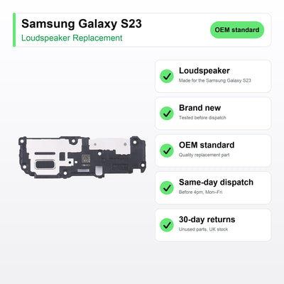Samsung Galaxy S23 loudspeaker key facts: brand new, tested, same-day UK dispatch