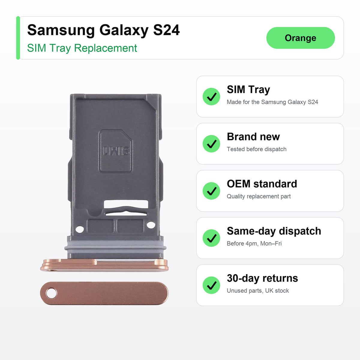 Samsung Galaxy S24 SIM tray key facts: brand new, tested, same-day UK dispatch