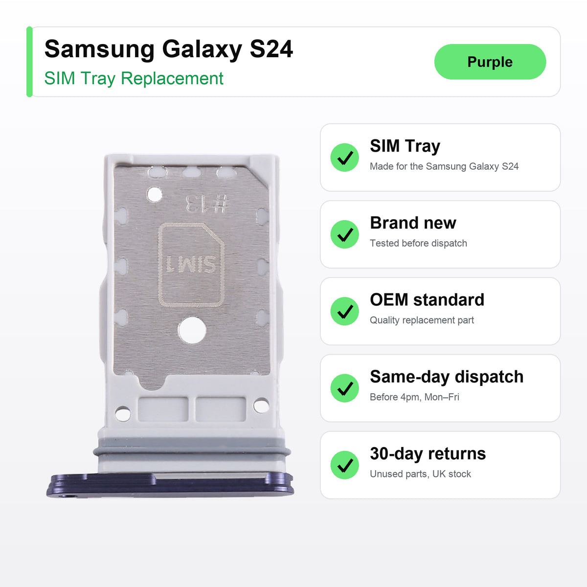 Samsung Galaxy S24 SIM tray key facts: brand new, tested, same-day UK dispatch