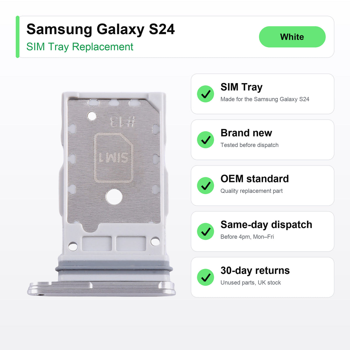 Samsung Galaxy S24 SIM tray key facts: brand new, tested, same-day UK dispatch