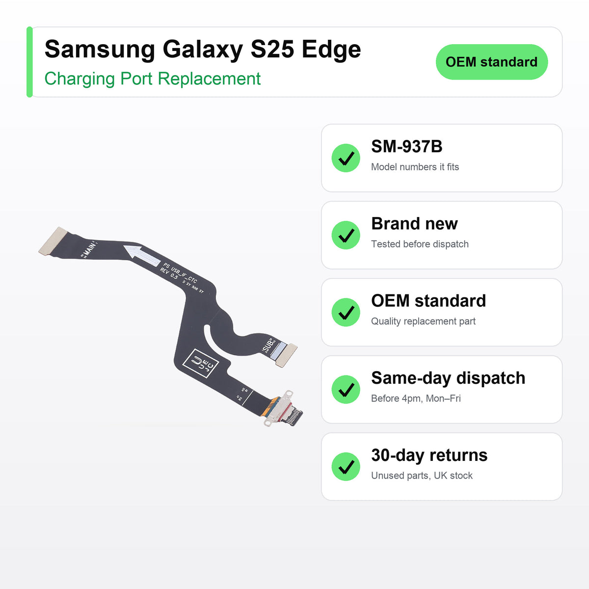 Samsung Galaxy S25 Edge charging port key facts: brand new, tested, same-day UK dispatch