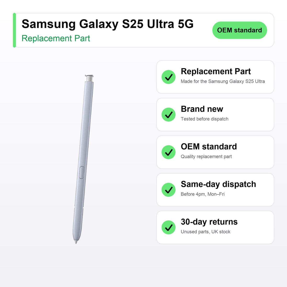 Samsung Galaxy S25 Ultra 5G part key facts: brand new, tested, same-day UK dispatch