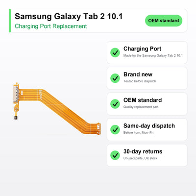 Samsung Galaxy Tab 2 10.1 charging port key facts: brand new, tested, same-day UK dispatch