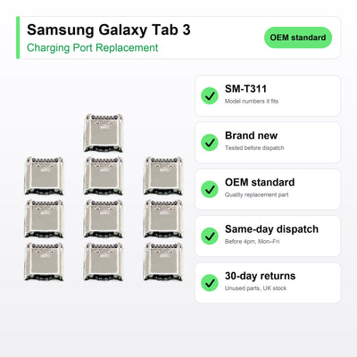 Samsung Galaxy Tab 3 charging port key facts: brand new, tested, same-day UK dispatch