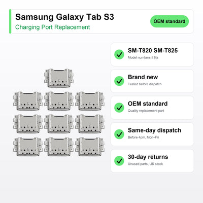 Samsung Galaxy Tab S3 charging port key facts: brand new, tested, same-day UK dispatch