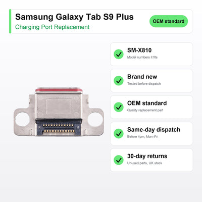 Samsung Galaxy Tab S9 Plus charging port key facts: brand new, tested, same-day UK dispatch
