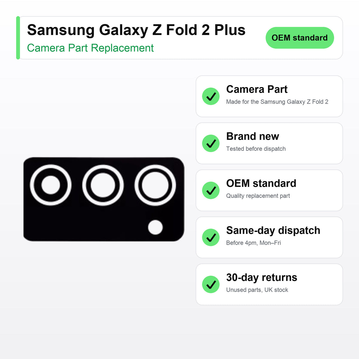 Samsung Galaxy Z Fold 2 Plus camera lens key facts: brand new, tested, same-day UK dispatch
