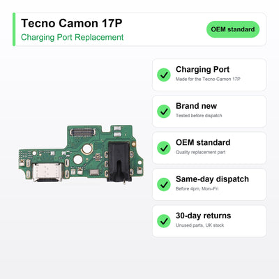 Tecno Camon 17P charging port key facts: brand new, tested, same-day UK dispatch