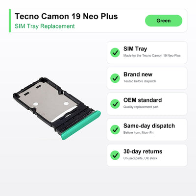 Tecno Camon 19 Neo Plus SIM tray key facts: brand new, tested, same-day UK dispatch