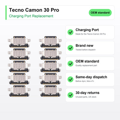 Tecno Camon 30 Pro charging port key facts: brand new, tested, same-day UK dispatch