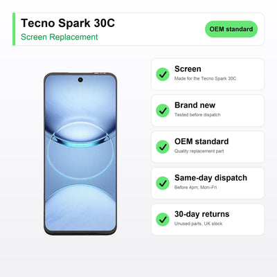 Tecno Spark 30C screen key facts: brand new, tested, same-day UK dispatch