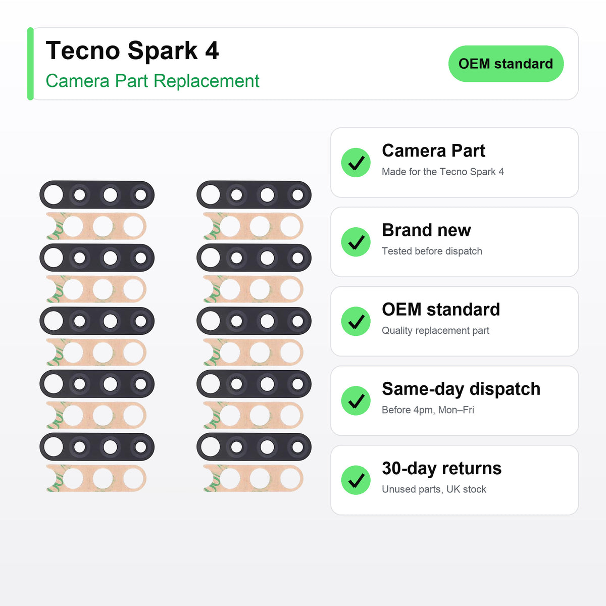 Tecno Spark 4 camera lens key facts: brand new, tested, same-day UK dispatch