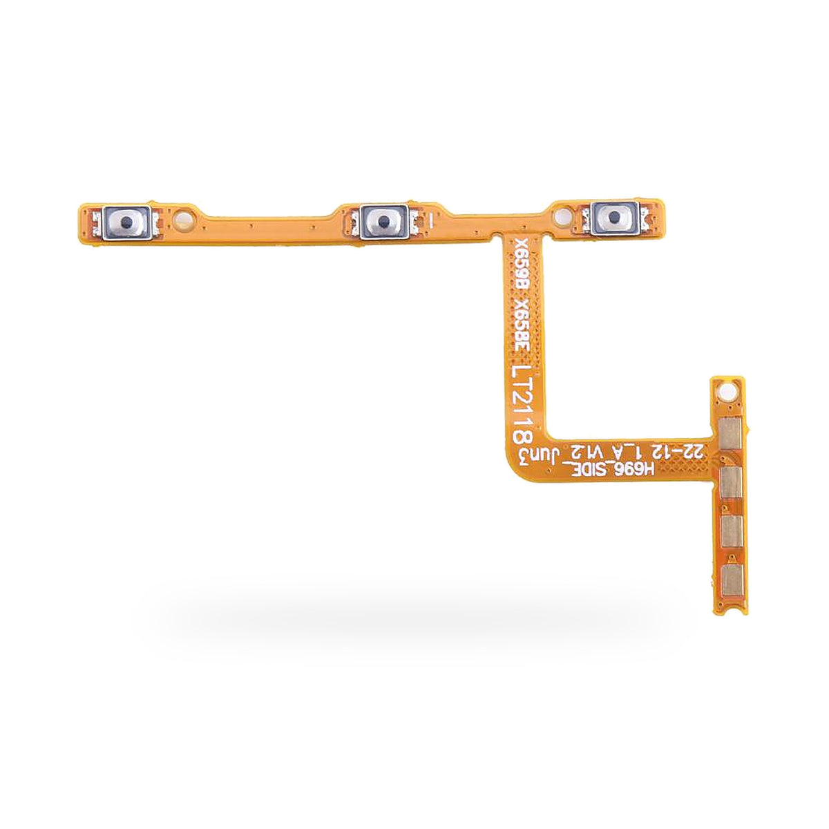 Tecno Spark 7 Power and Volume Button Flex Cable Replacement - new OEM standard button flex on white background