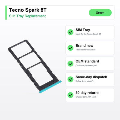 Tecno Spark 8T SIM tray key facts: brand new, tested, same-day UK dispatch