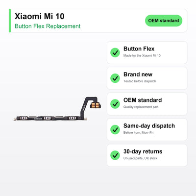 Xiaomi Mi 10 button flex key facts: brand new, tested, same-day UK dispatch