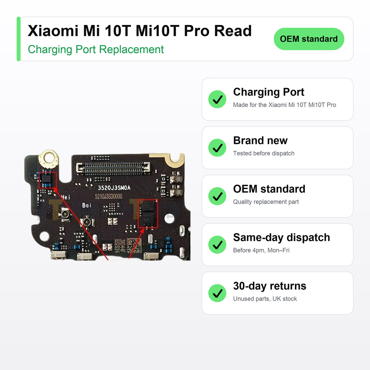 Xiaomi Mi 10T Mi10T Pro Read charging port key facts: brand new, tested, same-day UK dispatch