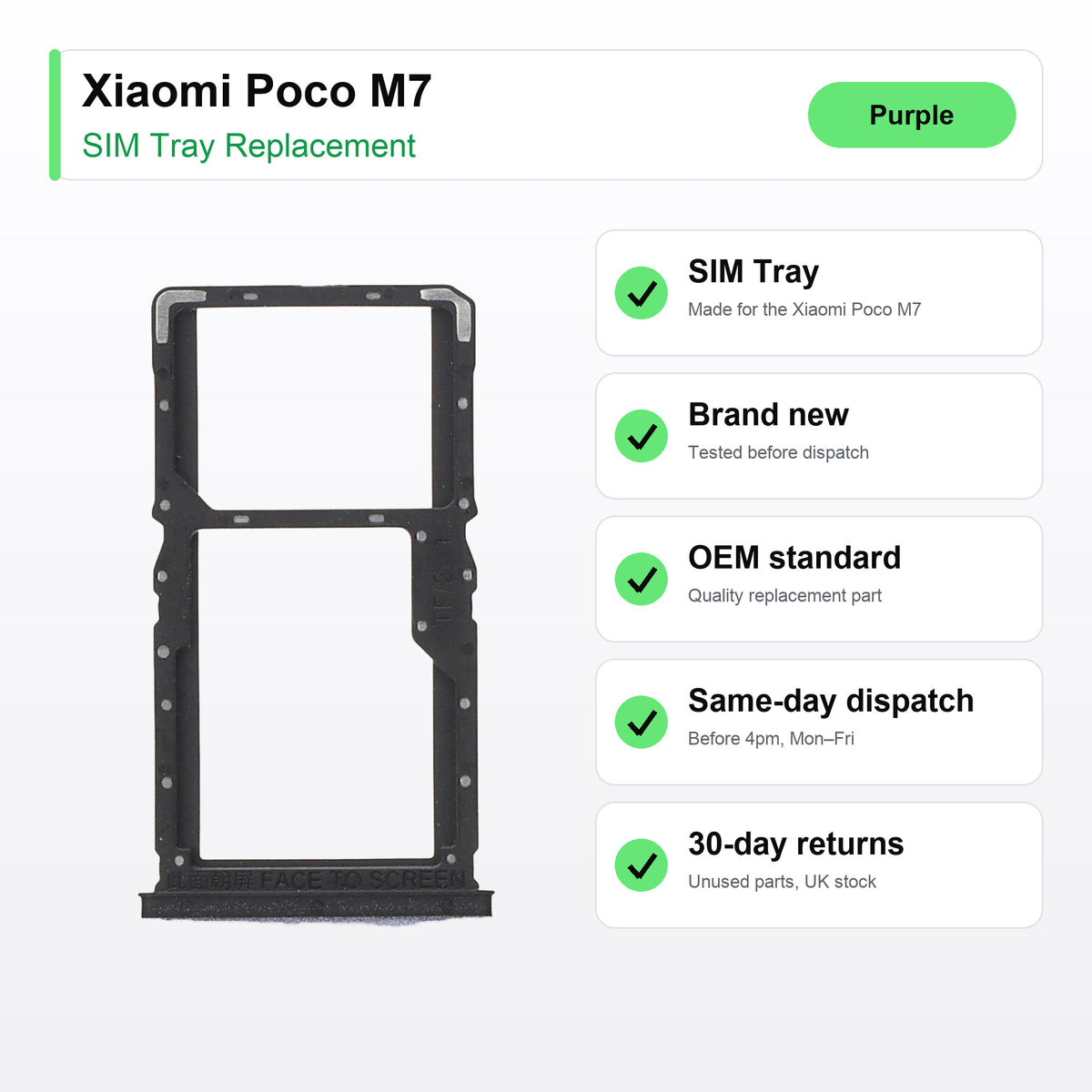 Xiaomi Poco M7 SIM tray key facts: brand new, tested, same-day UK dispatch