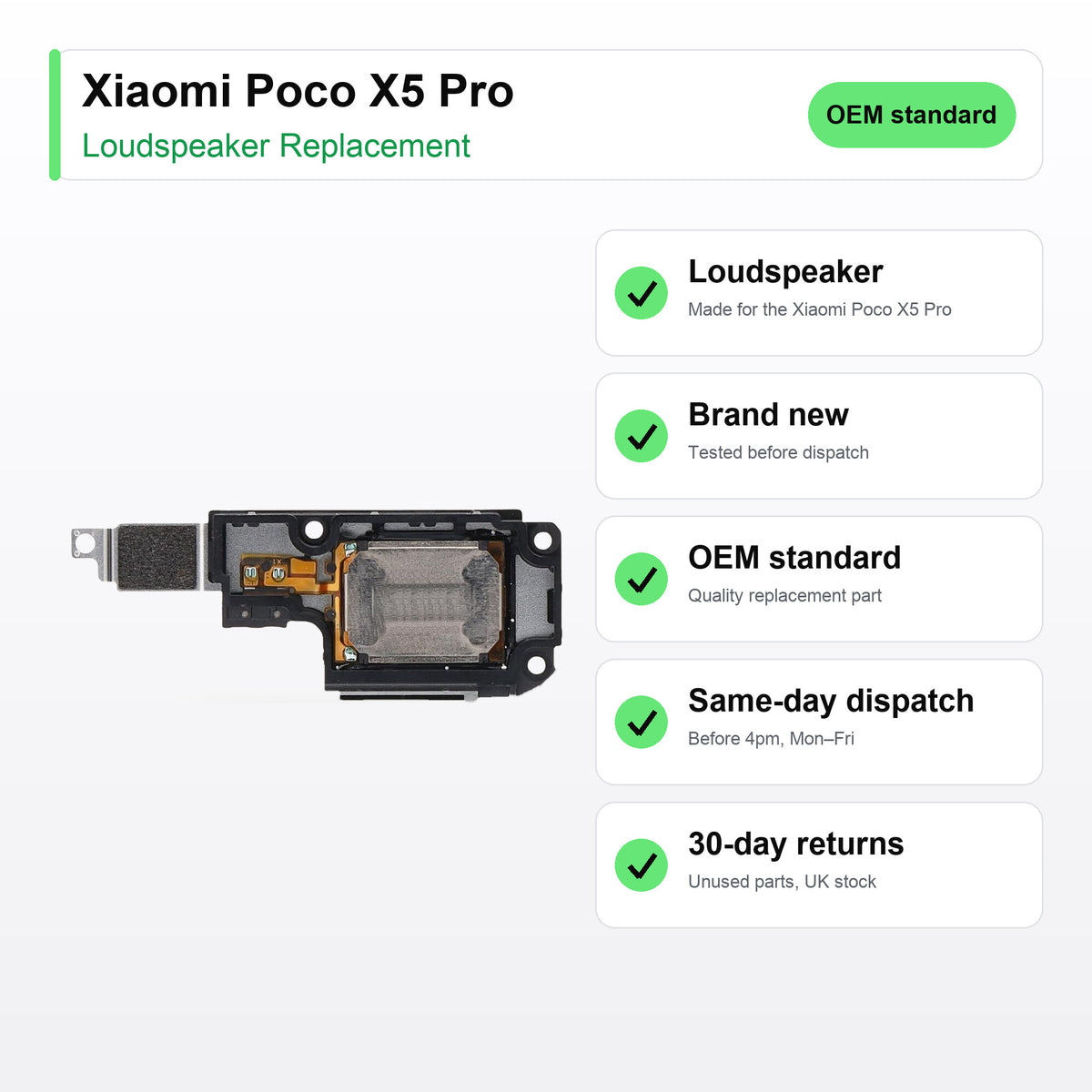 Xiaomi Poco X5 Pro loudspeaker key facts: brand new, tested, same-day UK dispatch