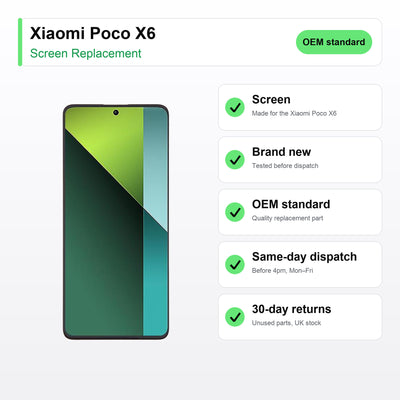 Xiaomi Poco X6 screen key facts: brand new, tested, same-day UK dispatch