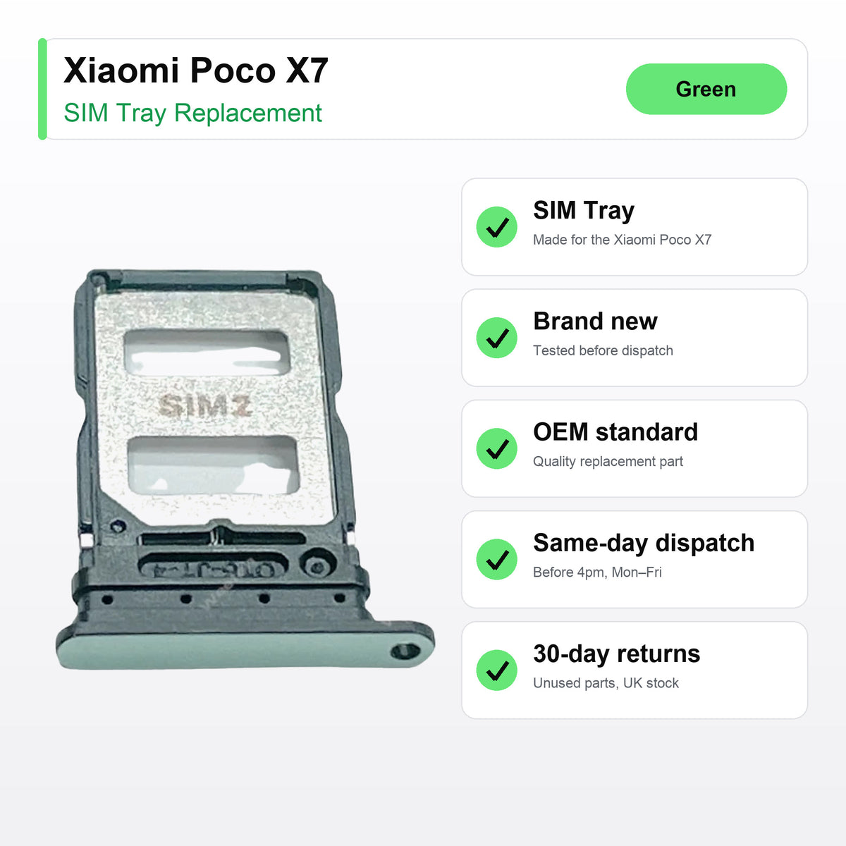 Xiaomi Poco X7 SIM tray key facts: brand new, tested, same-day UK dispatch