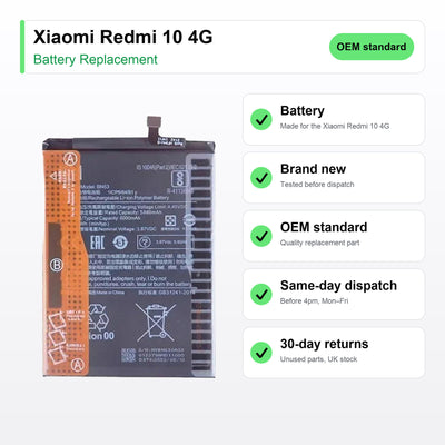 Xiaomi Redmi 10 4G battery key facts: brand new, tested, same-day UK dispatch