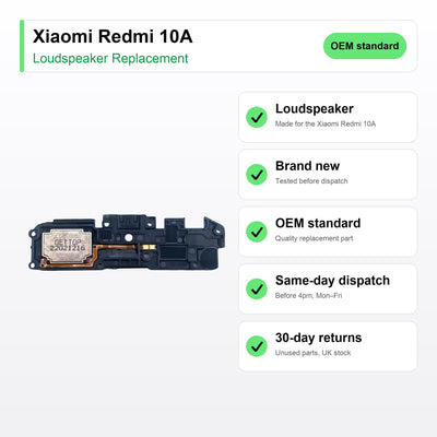 Xiaomi Redmi 10A loudspeaker key facts: brand new, tested, same-day UK dispatch