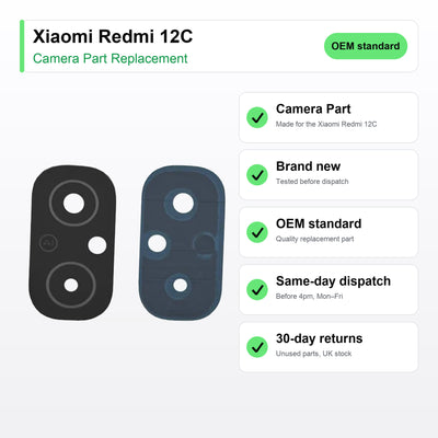 Xiaomi Redmi 12C camera lens key facts: brand new, tested, same-day UK dispatch