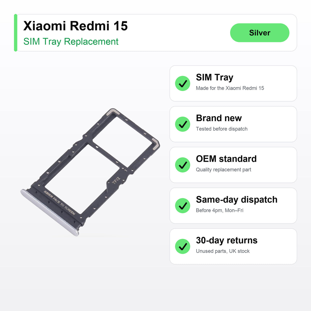 Xiaomi Redmi 15 SIM tray key facts: brand new, tested, same-day UK dispatch