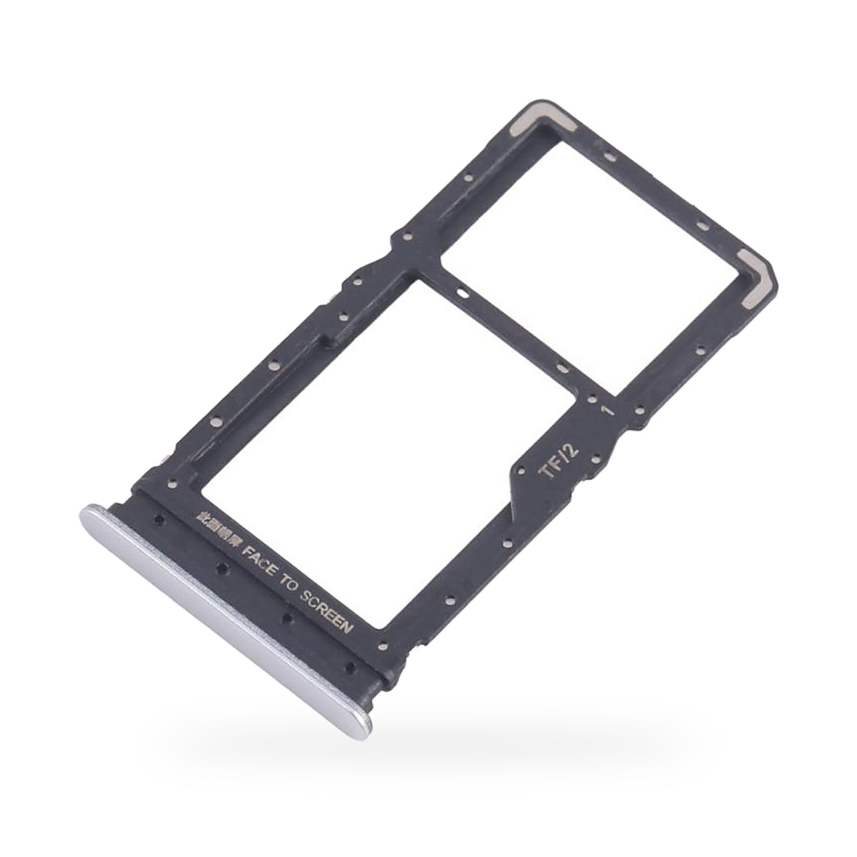 Xiaomi Redmi 15 SIM Card Tray Holder Replacement (Silver) - new OEM standard SIM tray on white background