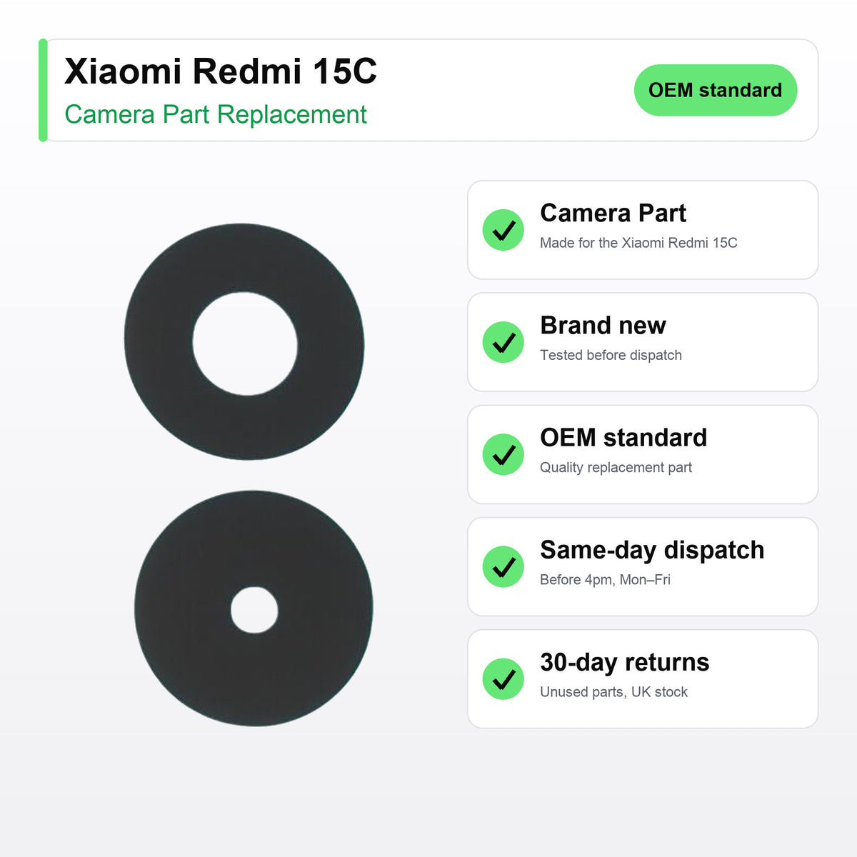 Xiaomi Redmi 15C camera lens key facts: brand new, tested, same-day UK dispatch
