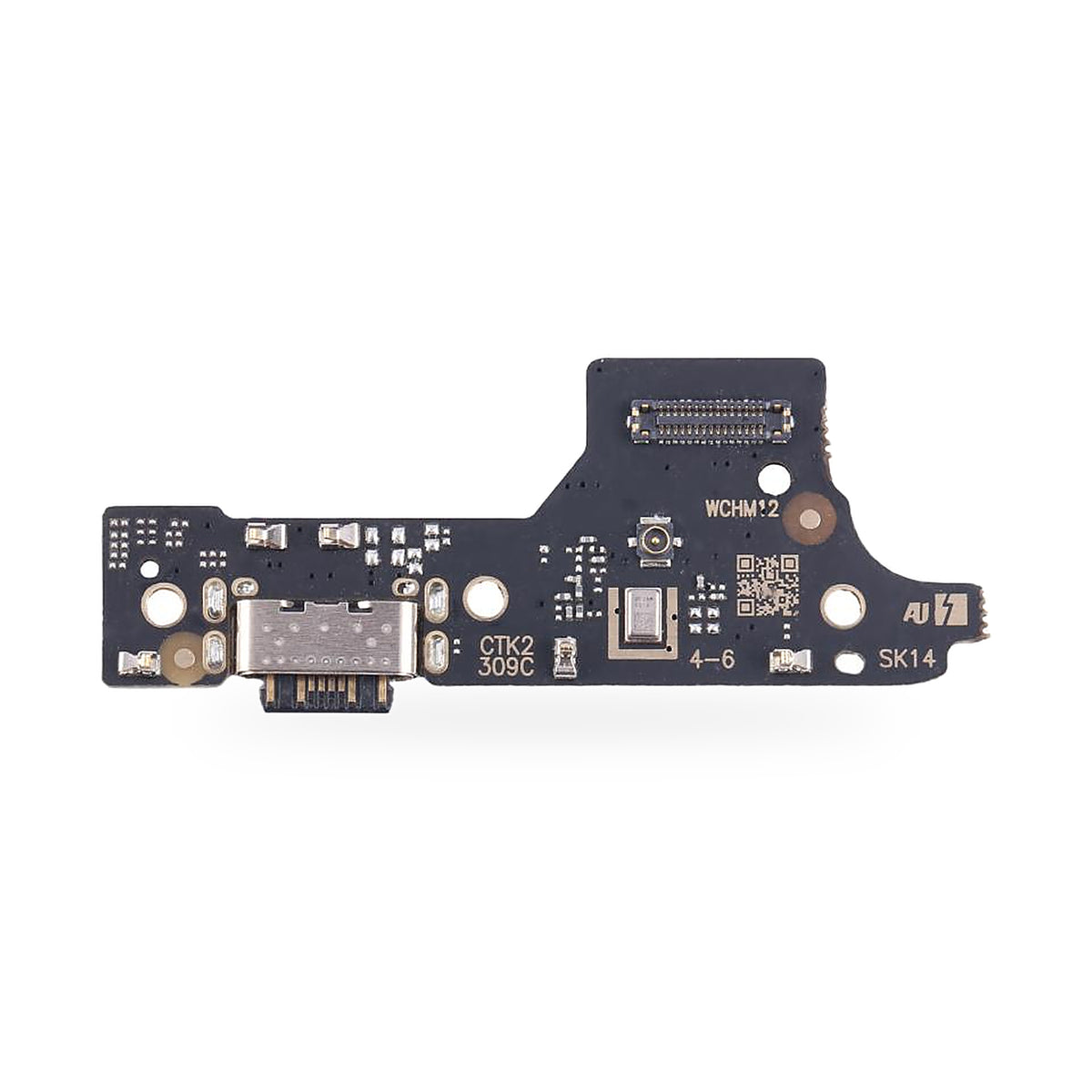 Xiaomi Redmi Note 12R Charging Port Flex Replacement - new OEM standard charging port on white background