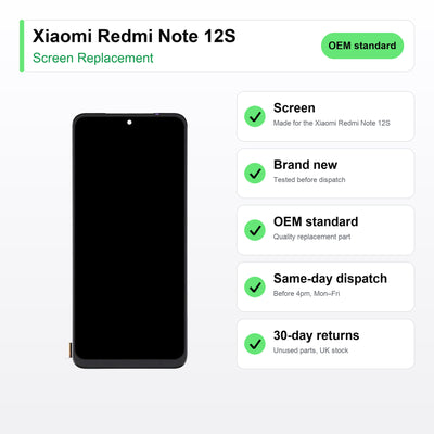 Xiaomi Redmi Note 12S screen key facts: brand new, tested, same-day UK dispatch