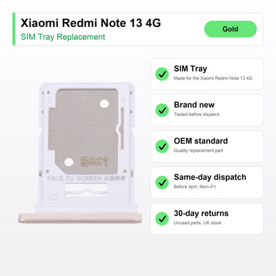 Xiaomi Redmi Note 13 4G SIM tray key facts: brand new, tested, same-day UK dispatch